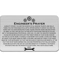 Techie Engineer Gift For Men Engineers Prayer Wallet Card Featuring Electrical And Mechanical Engineering Themed Jewelry For Engineers A Solid Fathers Day Retirement Gift For Dad Or Grandfather showing engraved words and gears on stainless steel card