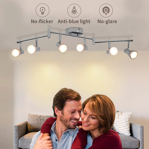 Four Light Track Lighting Kit Four Way Modern Flush Mount Ceiling And Wall Decorative Lamp With Fully Adjustable Heads