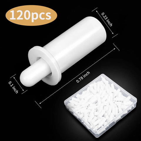 120 Pcs Spring Loaded Plantation Shutter Repair Pins With Heavy Duty Design For A Hella Easy Diy Window Blind Fix That Makes Home Upgrades A Total Breeze Today in a clear box with measurements.
