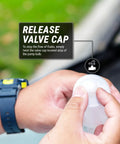 Hand demonstrating the release valve cap of a Heavy Duty Manual Siphon Hand Pump For Water And Fuel Transfer.