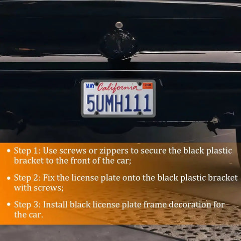 Stainless Steel License Plate Bracket Kit For Front Bumper Built To Last Universal Car Tag Mount steps guide on black SUV
