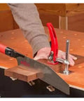 20mm Quick Press Hold Down Clamp With Ratchet Locking Mechanism for woodworking on table with saw and hand operation