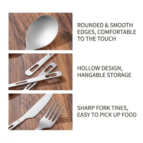 Titanium Utensil Set With Knife Fork Spoon And Salad Fork For Everyday Meals No Chipping No Paint Rust Proof Unpainted Safe