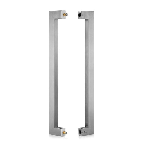 24 Inch Solid Stainless Steel Push Pull Door Handle Kit With Heavy Duty 304 Standoffs Brushed Finish For Barn And Glass Doors Easy Grip Tough As Nails Build High Endurance Construction Includes Four SUS304 Hex Socket Screws, front view