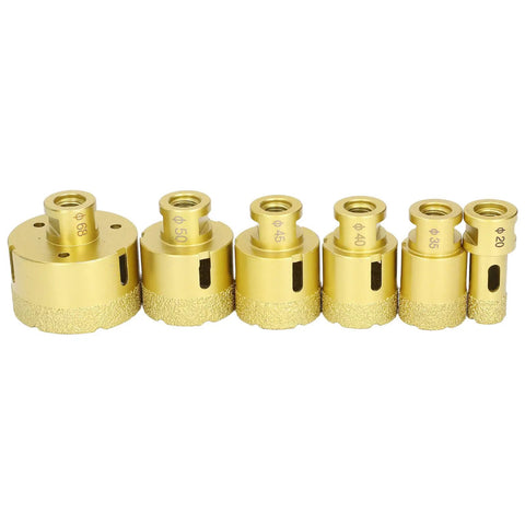 Top Rated Ftvogue Brazed Core Drill Hole Saw Set With 6 Pieces For Cutting Glass Tile Marble Granite Smoothly And Cleanly Without Breaking Edges On Your DIY Home Projects, gold drill bits 20-68mm