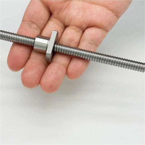 Person holding Smooth SFK082.5 Ball Screw with Ball Nut for 3D Printer and CNC Linear Motion 100 to 200 mm Length End Machined Shaft