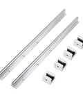 Real Deal SBR12 Linear Rail Shaft Set Built Tough With Four Matching Bushings Featuring Pre Drilled Mounting Holes For CNC Routers 3D Printers And Robotics Projects with steel shafts and bearing blocks.