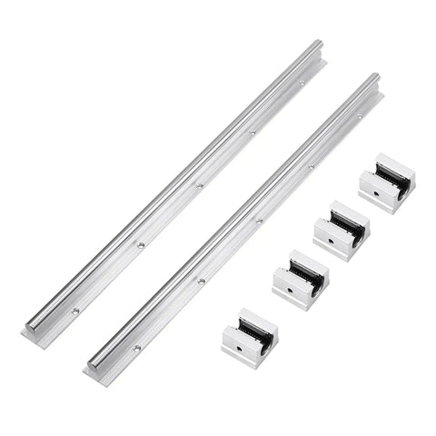 Real Deal SBR12 Linear Rail Shaft Set Built Tough With Four Matching Bushings Featuring Pre Drilled Mounting Holes For CNC Routers 3D Printers And Robotics Projects with steel shafts and bearing blocks.