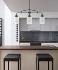 Annecy Rustic Dark Bronze Pendant Light With Seeded Glass Shades Adjustable Three 9.84 Inch Rods Bulb Not Included Farmhouse Vibe Ceiling