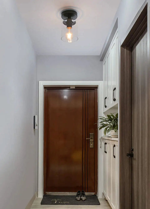 Dope Industrial Ceiling Light Fixture With Glass Shade 1 Light Flush Mounted Pendant Lighting in hallway view