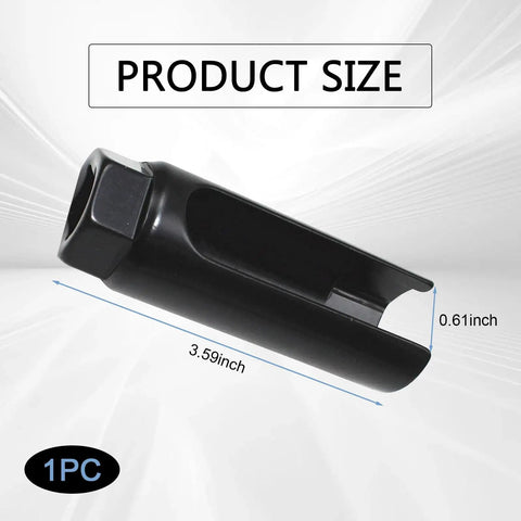 Six Point Sensor Socket Adapter With Tight Fitting Removal Sleeve For Extra Leverage, black tool dimensions 3.59 x 0.61 inch