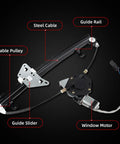 Rear Driver Side Power Window Regulator Assembly With Motor For Dodge Durango 1998 2003 And Dodge Dakota Pickup 2000 2004 Left Replacement Direct Fit Easy Install Durable Build Ready For Road showing guide rail, steel cable, window motor.