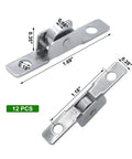 Top Shelf Heavy Duty 3/8 Inch Sliding Window Rollers 12 Pack Metal Wheels with dimensions for door and cabinet repair.