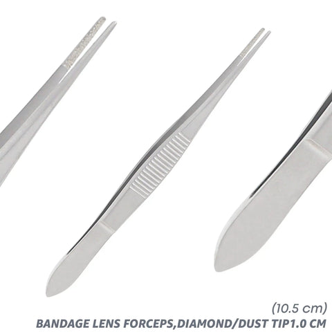 Bandage Lens Forceps For Ophthalmology Stainless Steel Precision Grip Tool With Diamond Dust Tip 10.5cm Length Pro Grade Control For Training Simulations And Surgical Practice, 10.5 cm stainless steel forceps with diamond-dust tip