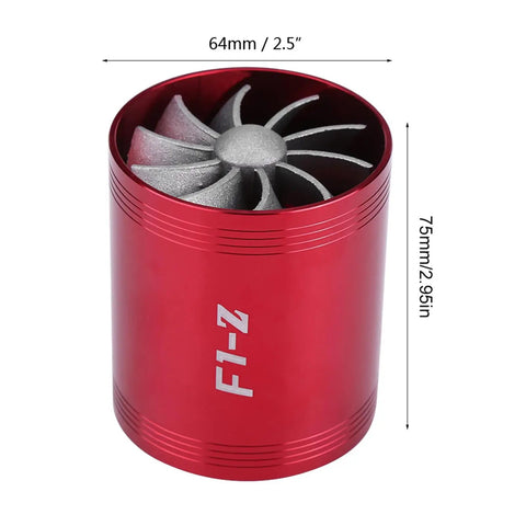 Air Intake Turbonator With Dual Fans For Turbocharged Engines Gas Saver Upgrade To Boost Throttle Response And Power Delivery Street Proven Performance Parts For Supercharger Style Engine Enhancement, 64mm aluminum unit