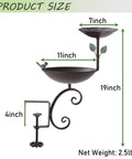 Dual Bowl Bird Bath For Deck Railing And Balcony Feeder, 11" bowl and 7" dish, powder-coated steel, 19" height.
