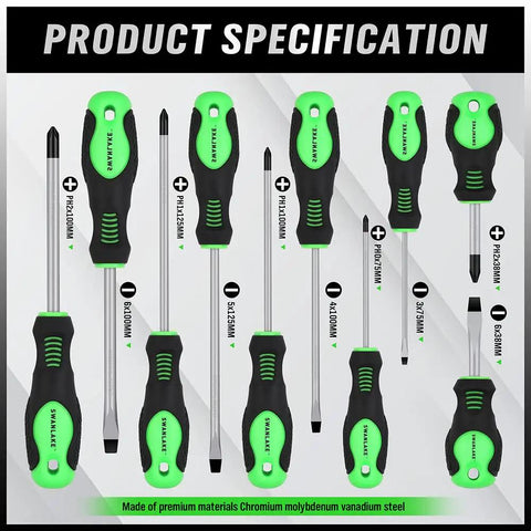 11 Piece Magnetic Screwdriver Set With 5 Phillips And 5 Flat Tips Built Tough Chrome Molybdenum Vanadium Steel Strong Magnetic Blades For Automotive And Home Repairs Loosening Seized Hardware Made For Any Task
