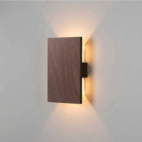 LED Wall Sconce 10W Up And Down Rectangular Acrylic Slick Modern Bedroom Accent Super Bright Hallway Living Room Fixture Dope Glow Clean Lines Zero Hassle Installation Standard Plug side view with warm light