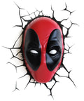 Deadpool 3D Deco Light Mask Wall Decor Cordless Battery Operated Led Night Light With Sticker Cool Marvel Themed Room Accent