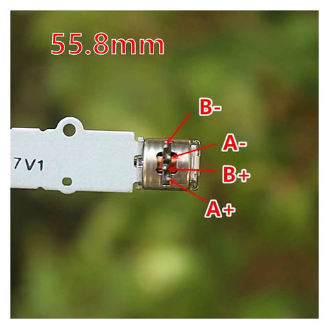 Close-up of 55.8mm Precision Screw Slide Stepper Linear Actuator 5V DC 2 Phase 4 Wire, showing connections for CNC and robotics.