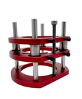 Heavy Duty Router Lift With No Sweat Measuring Gauge And Rock Solid Aluminum Router Table Insert Plate For Quick 65mm Motor Mount And Smooth Woodworking Trim Tasks Gold Finish, shown in red.