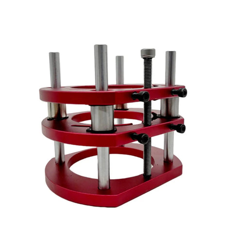 Heavy Duty Router Lift With No Sweat Measuring Gauge And Rock Solid Aluminum Router Table Insert Plate For Quick 65mm Motor Mount And Smooth Woodworking Trim Tasks Gold Finish, shown in red.