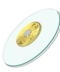 Tempered Glass Lazy Susan Turntable For Kitchen And Dining Table Large Round 100cm featuring gold center with anti tilt edge
