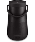 Revolve Plus II Portable Bluetooth Speaker With 360 Degree Sound And Built In Microphone Water Resistant Wireless Speaker With Up To 17 Hours Battery Life And Handy Carry Handle For Outdoors And Backyard Hangouts On The Go, front view of black speaker with carry handle