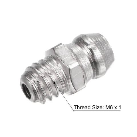 Nickel Plated Iron Straight Grease Fitting M6 x 1mm Thread Hydraulic Grease Fittings Set 100 pcs rust resistant fitting close-up