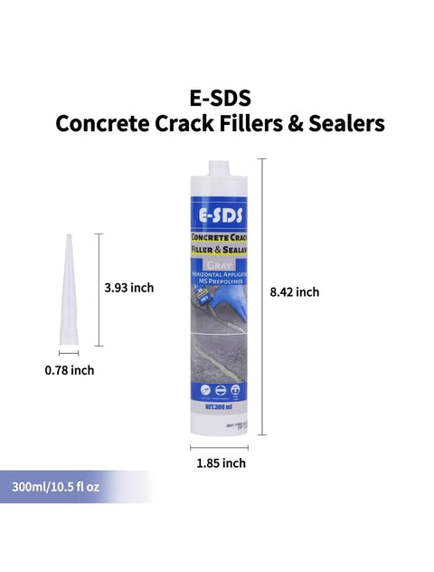 Outdoor Concrete Crack Filler and Waterproof Sealant, Polyurethane Self Leveling Patch for Driveways and Floors, Gray, 10.5 Fl Oz Each, 3 Pack, Strong Bonding, Non Toxic and Odorless tube with dimensions
