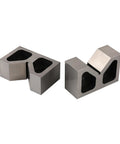 Rock Solid Cast Iron V Block Set For Precision Layout Work And Machinist Bench Setup Featuring Dead Square Ground Edges And Point Zero Zero Zero One Inch Tolerance That Is Seriously Badass Quality, viewed from top angle.