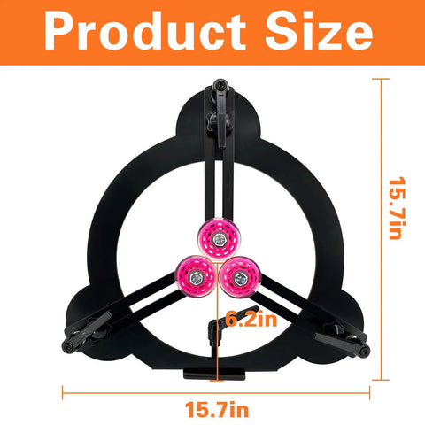 Three Point Woodturning Adjustable Steady Rest For A 12 Inch Lathe Swing with product dimensions shown