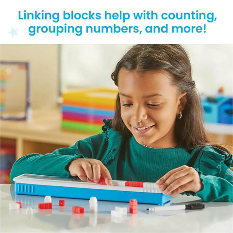 Student using Open Number Line Starter Set With Dry Erase Whiteboards For Students, Flexible Learning For Addition And Subtraction