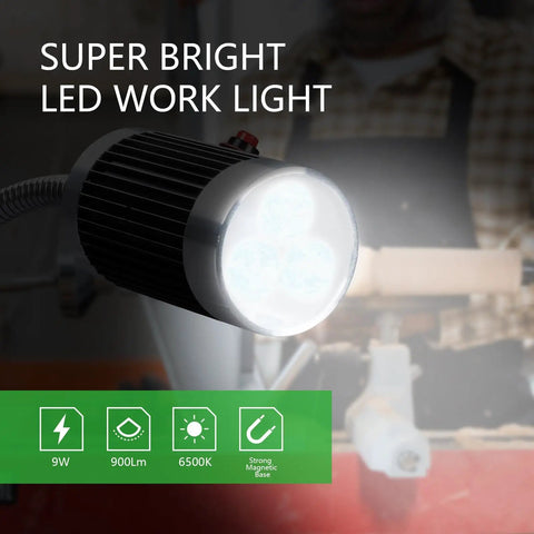 Solid Led Magnetic Work Light With Flexible Gooseneck Delivers Badass 900 Lumen Glow For Machinists And Shop Crew built tough with waterproof aluminum housing.