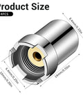 Four Pack 510 Thread Magnetic Adapter Kit for Soldering Irons showing detailed dimensions in silver alloy.