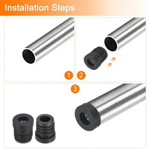 Black Plastic Round Tube Plugs With M6 Thread, Fits 19mm (0.75 Inch) OD Tubes, 10 Pack, Furniture Leg Plugs And Tube Inserts For Chair Casters, DIY Projects, Durable, Secure Fit
