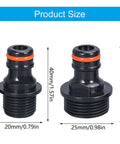 Pack of 2 Quick Connect Garden Hose Fittings Three Quarter Inch and One Half Inch Universal Water Connectors, side view