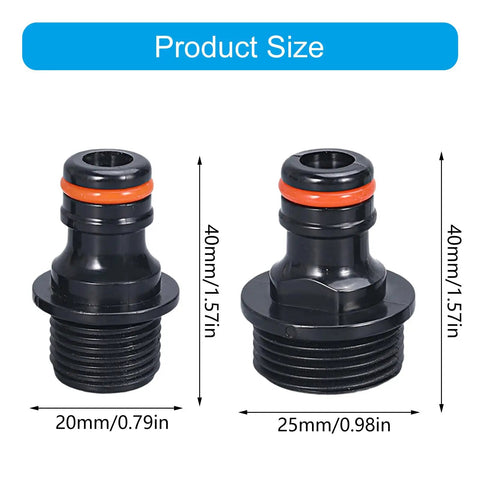 Pack of 2 Quick Connect Garden Hose Fittings Three Quarter Inch and One Half Inch Universal Water Connectors, side view