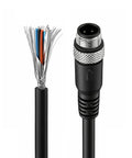 M12 4 Pin Male Actuator Sensor Signal Cable A Coded Shielded for Industrial Automation, 3M, showing connector and shielded wires.