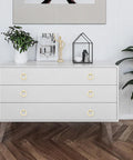 8 Piece Aluminum Ring Pulls For Dresser And Drawer Furniture Hardware Single Hole Wardrobe Handles In Gold Finish installed on dresser