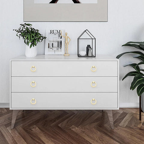 8 Piece Aluminum Ring Pulls For Dresser And Drawer Furniture Hardware Single Hole Wardrobe Handles In Gold Finish installed on dresser