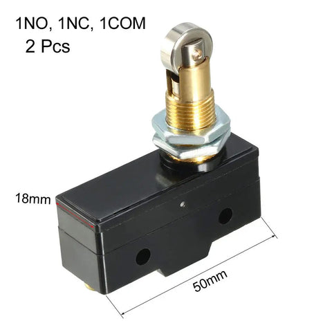 Panel Mount Roller Plunger Micro Action Switch 2 Pack With 1NO 1NC Contacts 15A 125 250 Or 380VAC For AC DC Control Circuits IP40