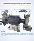 Heavy Duty Four By Five Inch Bench Grinder Eye Shield Two Pack Thick Clear Polycarbonate installed on a bench grinder