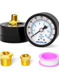 Well Pump Pressure Gauge 0 to 200 Psi With 2 Inch Dial Face Center Back Mount One Eighth Npt Includes Hex Bushings for Water Wells