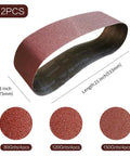 3 By 21 Inch Sanding Belt Pack With 12 Belts Four Each Of 80 120 150 Grit Aluminum Oxide For Your Sander Antistatic And Washable Resin