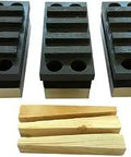 Concrete Grinding Blocks Set Of 3 30 To 40 Grit For Floor Machines with wood wedges, medium bond, 4 segments, top view.