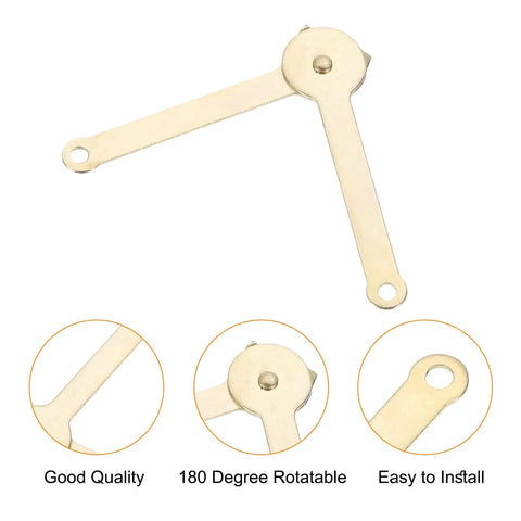Two Pack Lid Support Hinge For Cabinets And Boxes, 2.7x0.8 Inch 180 Degree Folding Hinge, Gold Finish, Rust Resistant Iron Hinges