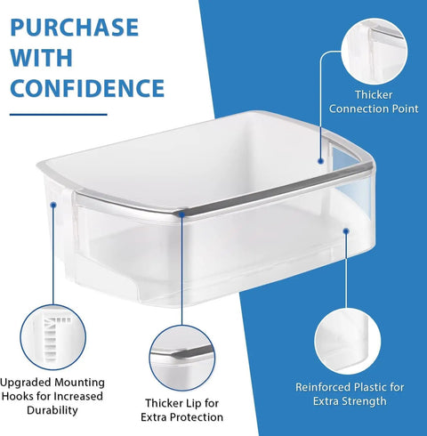Upgraded AAP73252202 Door Shelf Bin Right For LG Kenmore Sears Refrigerator with clear insert and durable plastic design.