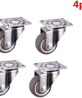 4 Piece Soft Rubber Swivel Furniture Casters 1 Inch Easy Drop In Replacement Wheels For Chairs And Carts with gray wheels and metal plate.