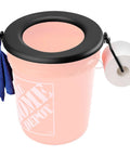 No Sweat Snap On Portable Toilet Seat For 5 Gallon Buckets Camping Pail Cover on pink bucket with toilet paper.